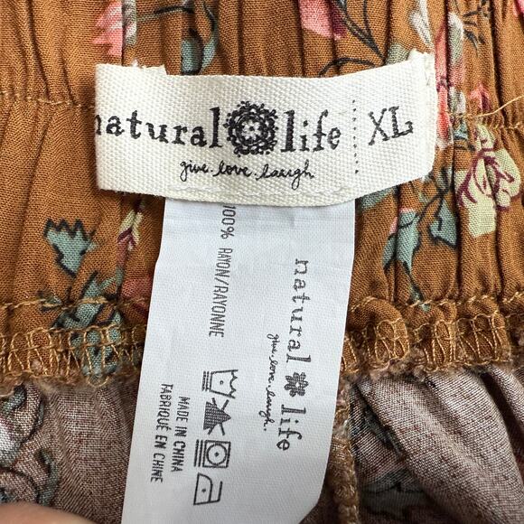 Natural Life Pants Size XL Floral Print Palazzo Wide Leg PullOn Waist Boho Pants - Picture 8 of 8